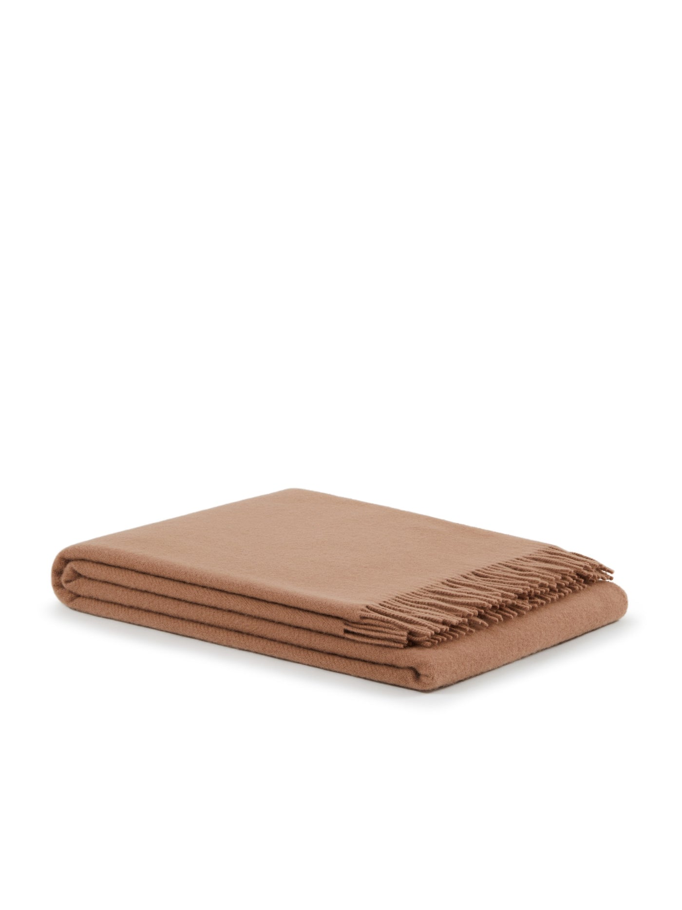 Lanerossi Uruguay throw in camel, folded with fringe trim visible along one edge.