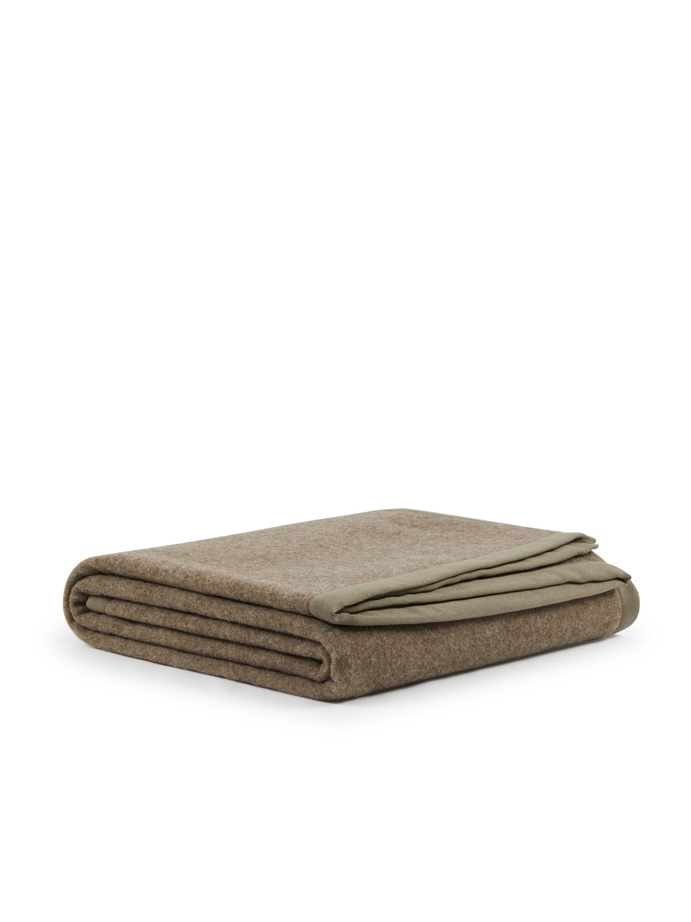 Lanerossi Uruguay blanket folded flat, taupe wool with subtle mélange texture.