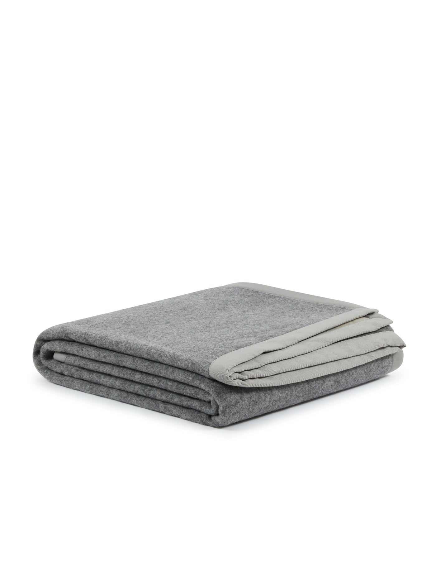 Lanerossi Uruguay blanket folded, showing charcoal wool face and pale grey reverse border.
