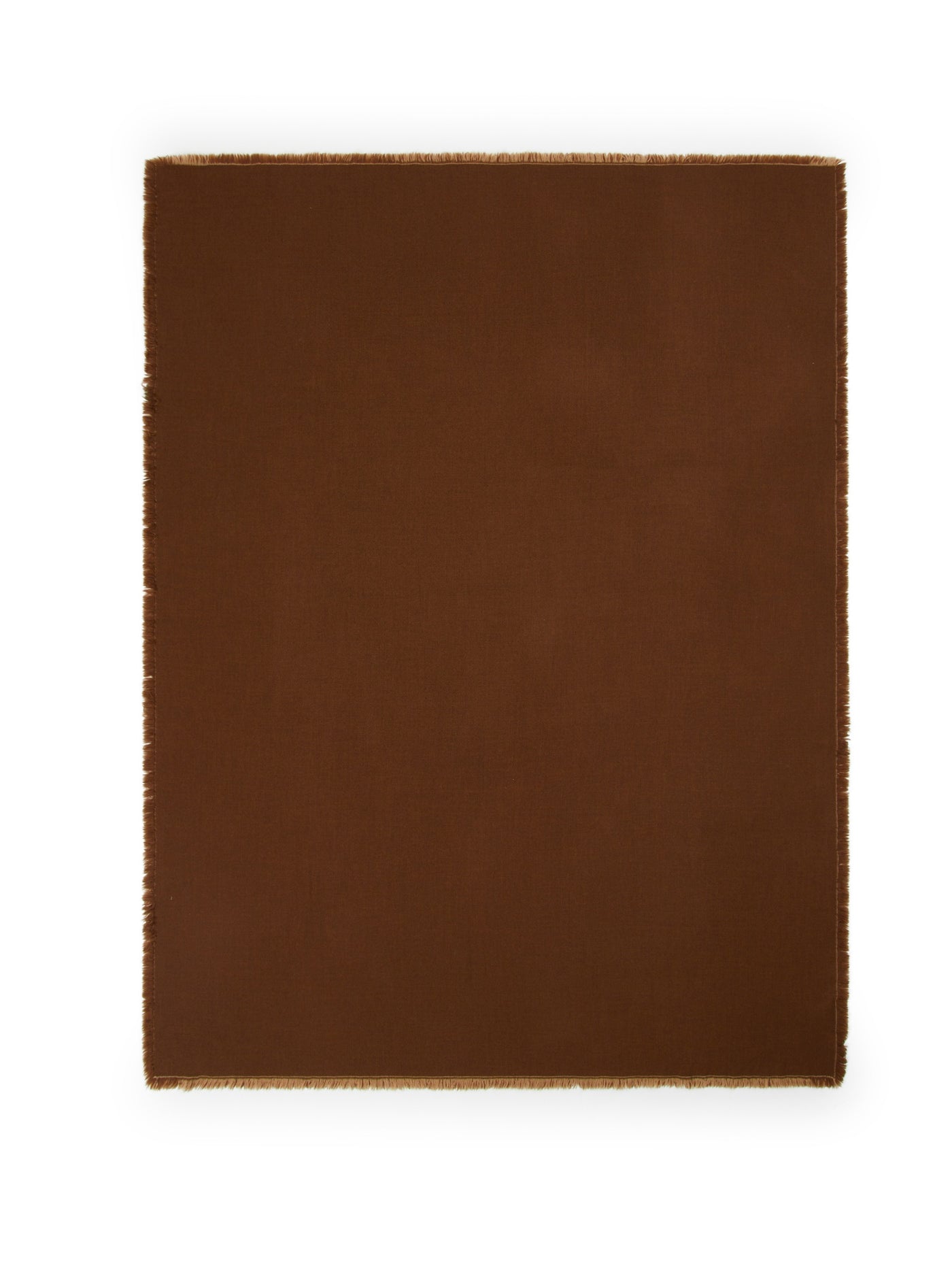 Lanerossi Zebio throw in cognac with fringe trim detail along all edges.