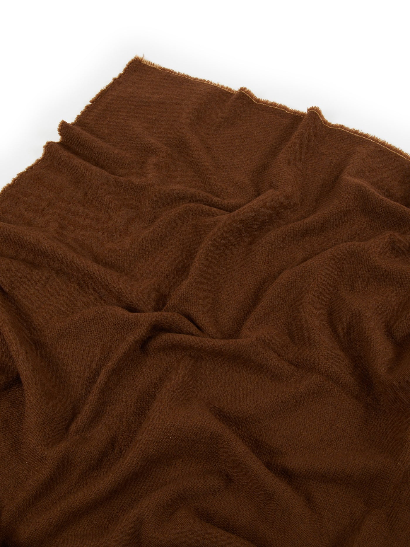 Lanerossi Zebio blanket corner detail showing chestnut brushed texture and contrast trim.