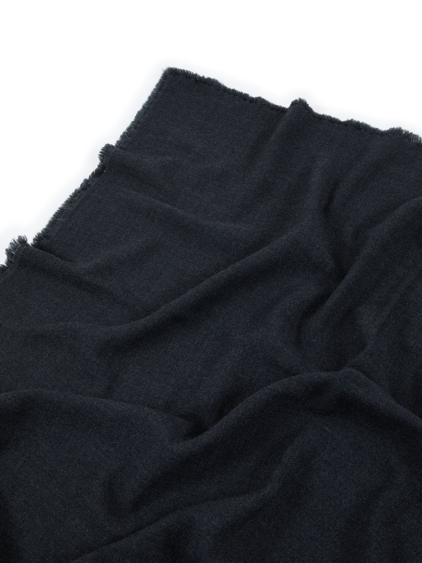 Close-up of Lanerossi Zebio blanket in navy, showing soft brushed texture and frayed edge detail.