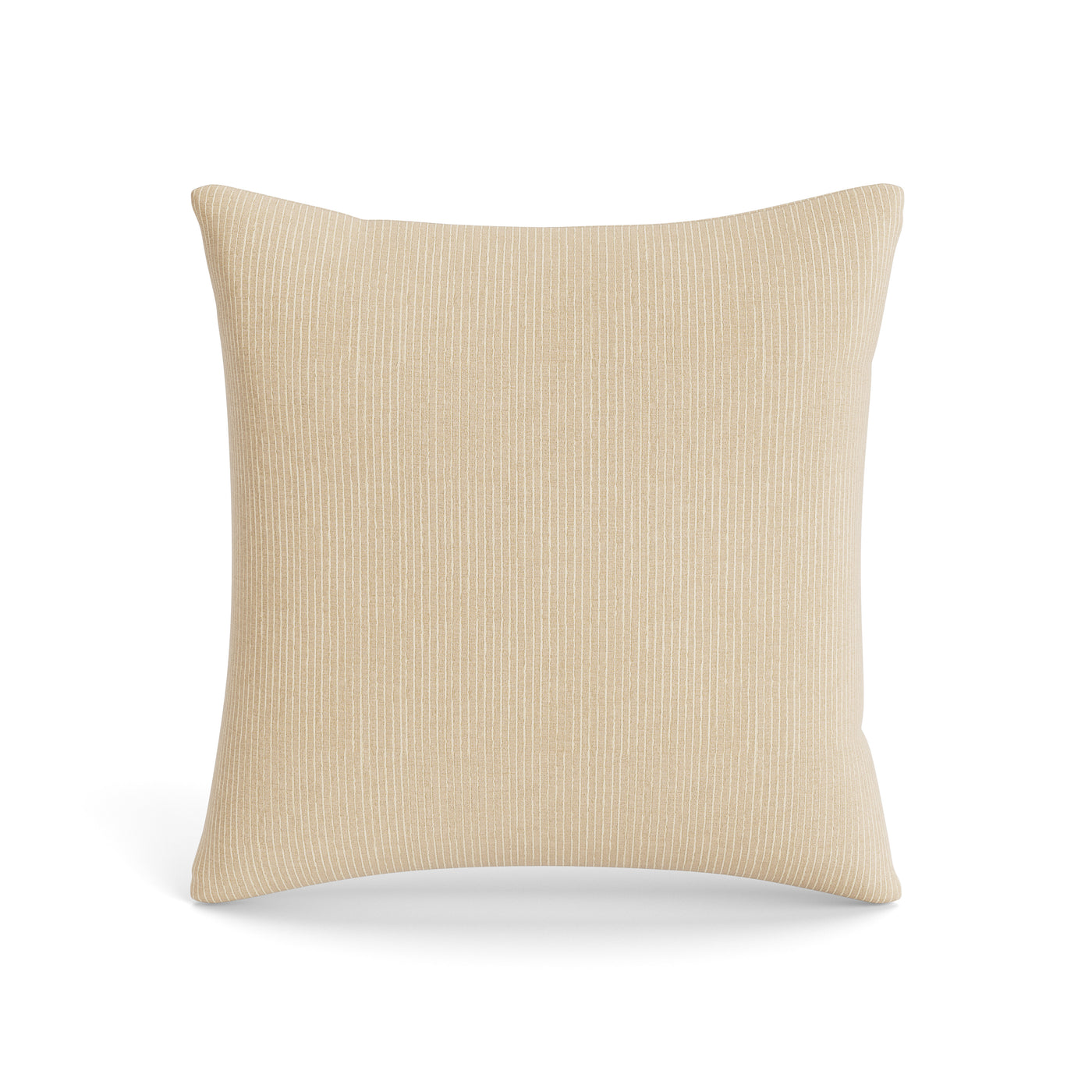 Close-up of Ann Gish Lamina pillow in champagne with fine ribbed texture.