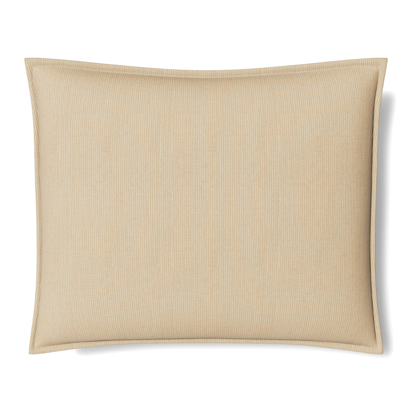 Ann Gish Lamina pillow in champagne, ribbed texture with tailored flange border.