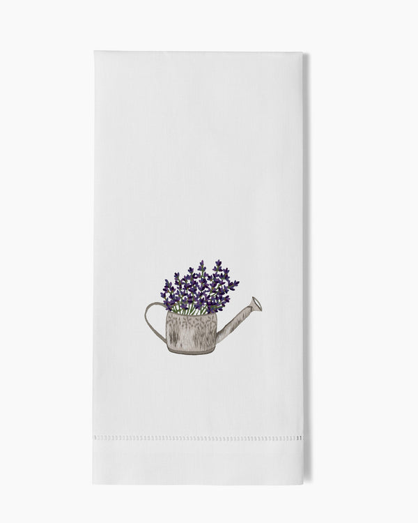 Photo of the Lavender Watering Can Hand Towel ensemble.