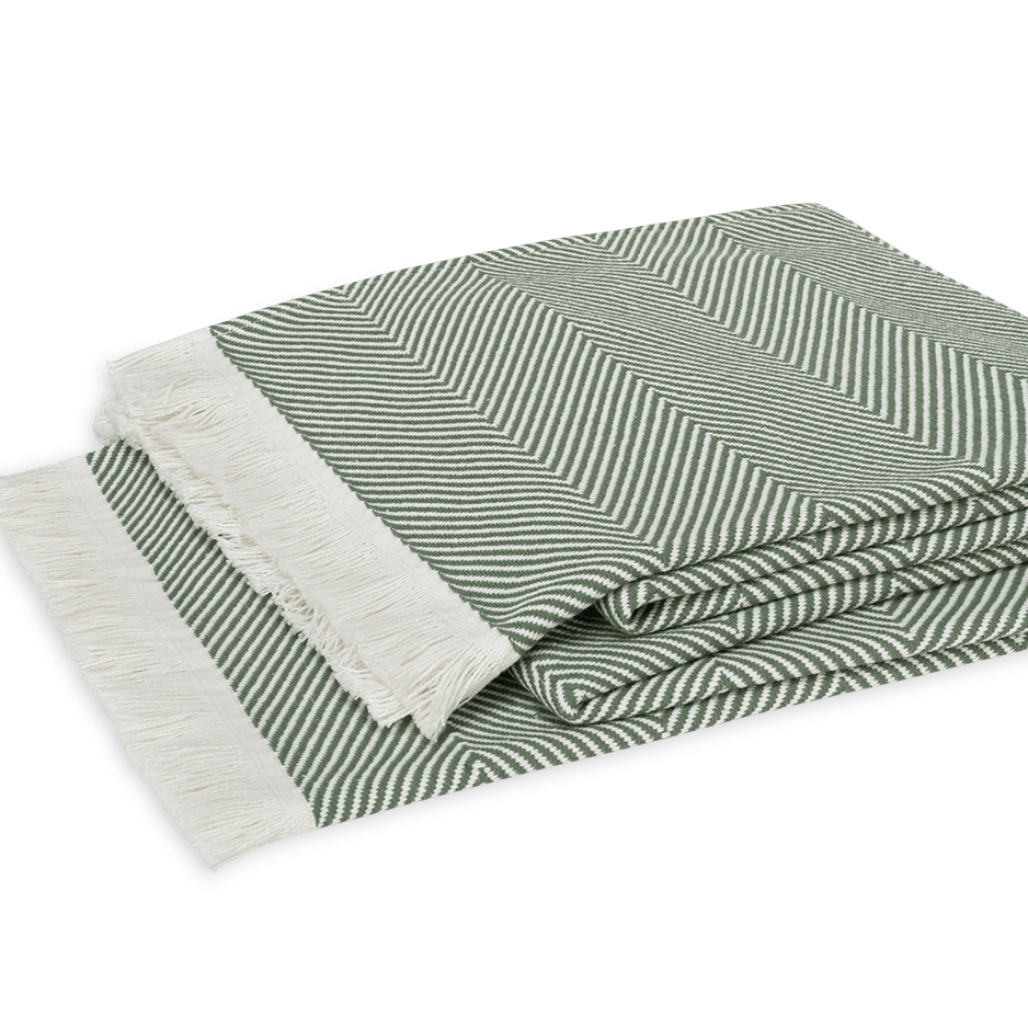Folded blanket with a striped pattern on a transparent background