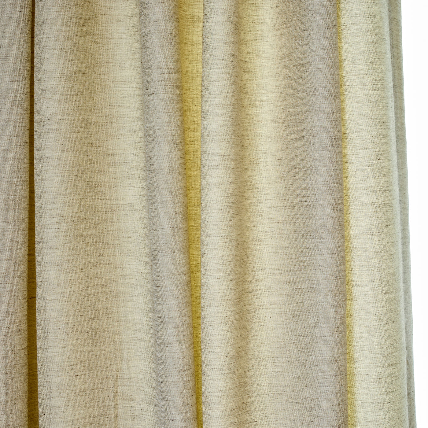 Close-up of Ann Gish Lino curtain panel in champagne, showing textured linen weave with soft drape.