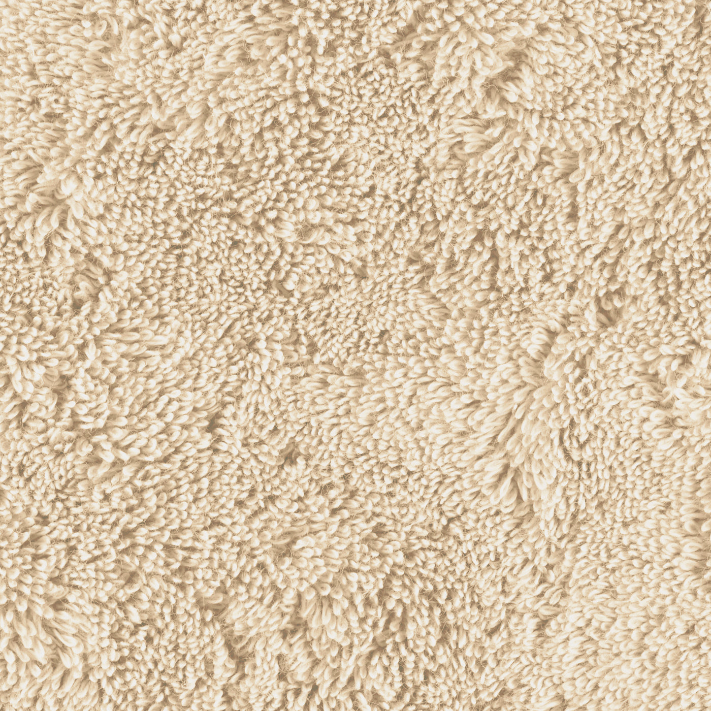 Close-up of champagne cotton terry loops showing dense, plush texture.