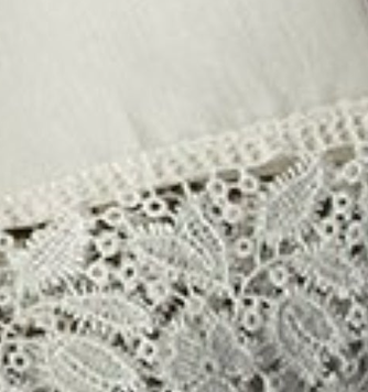 Close-up of ivory floral lace border on Home Treasures Luzon hand towel.