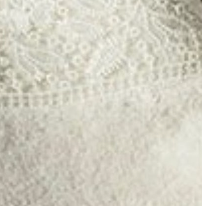 Close-up of ivory floral lace jacquard weave on Home Treasures Luzon hand towel.