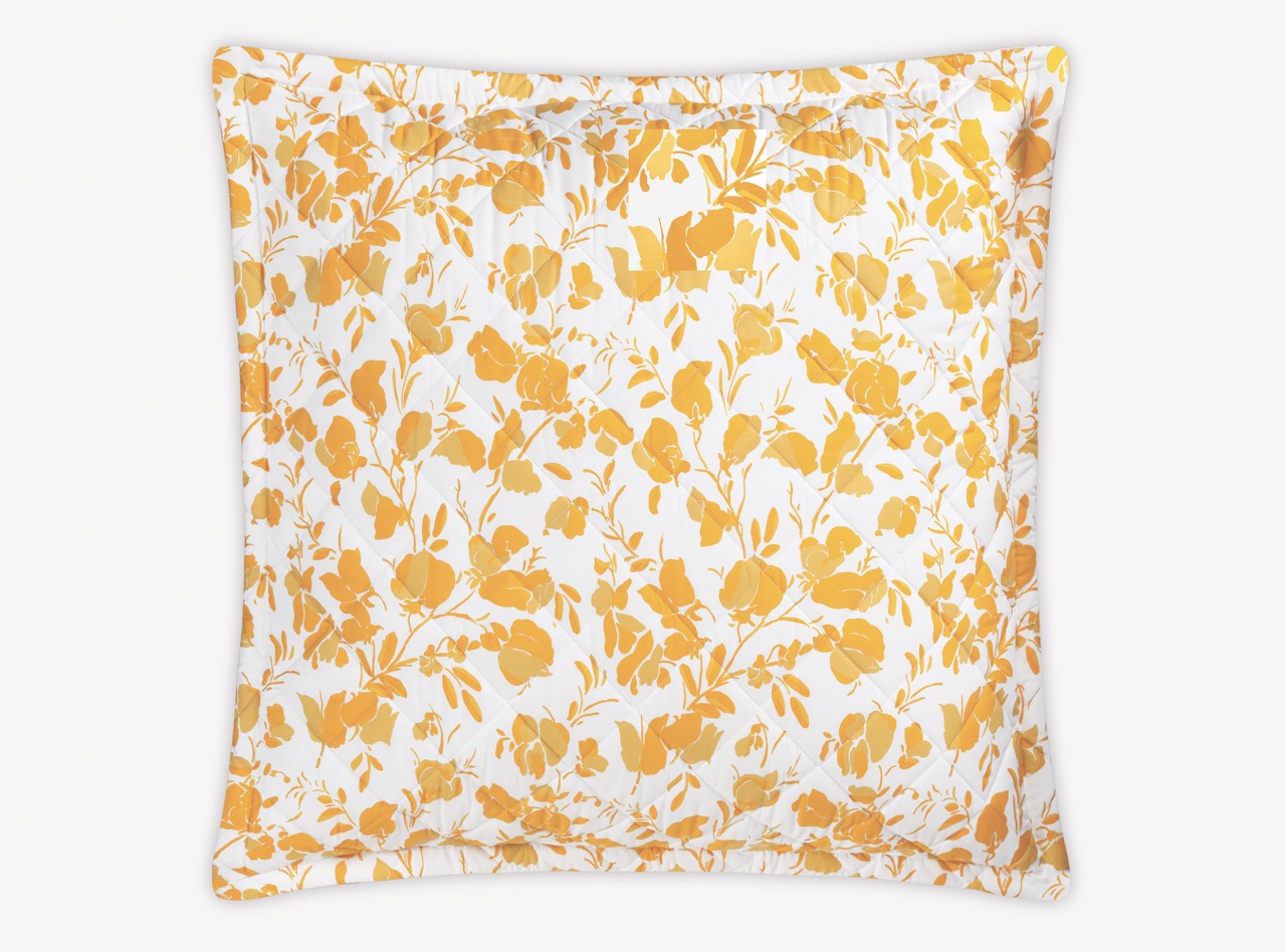 Image of Matouk Alexandra quilted euro sham in color goldenrod.