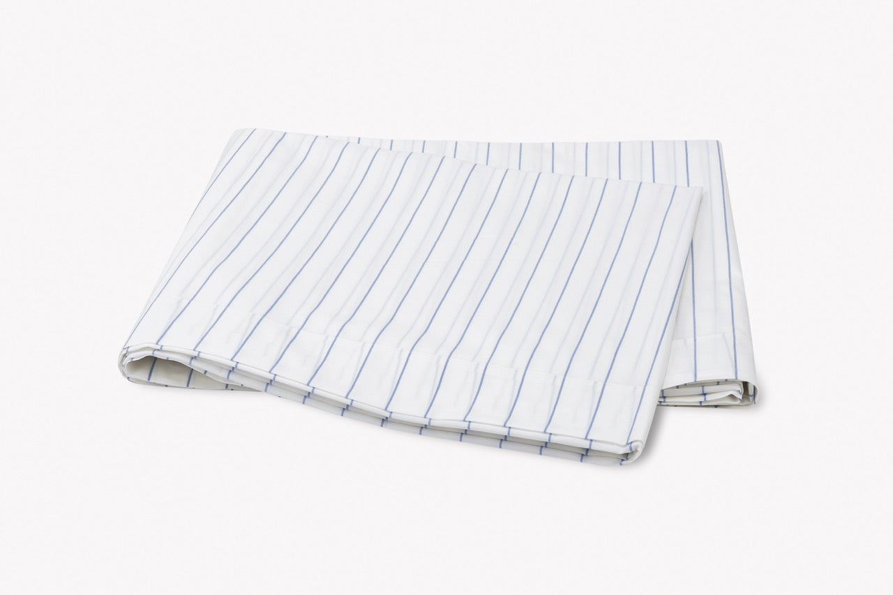 Image of Matouk Amalfi flat sheet in color hazy blue.