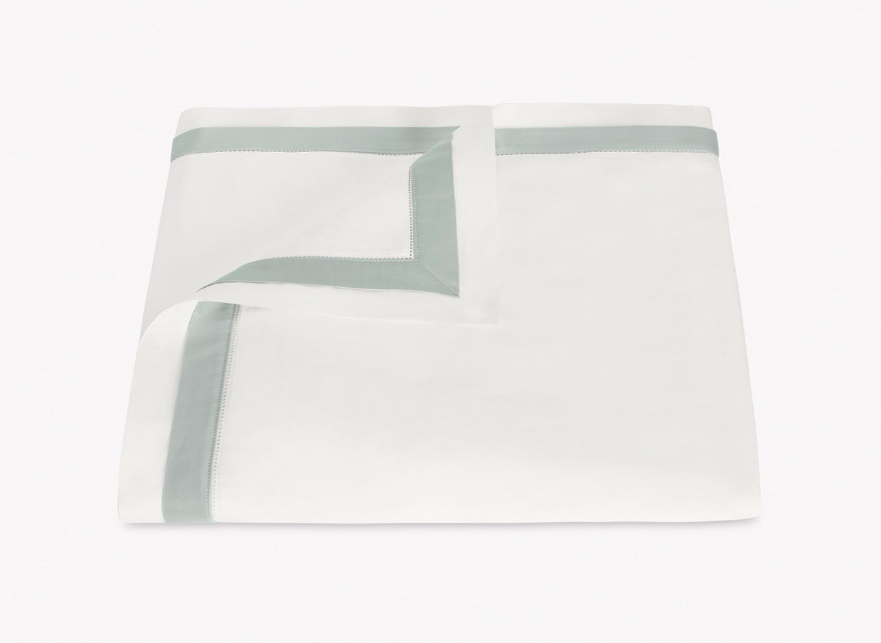 Image of Matouk Ambrose duvet in color boneceladon.