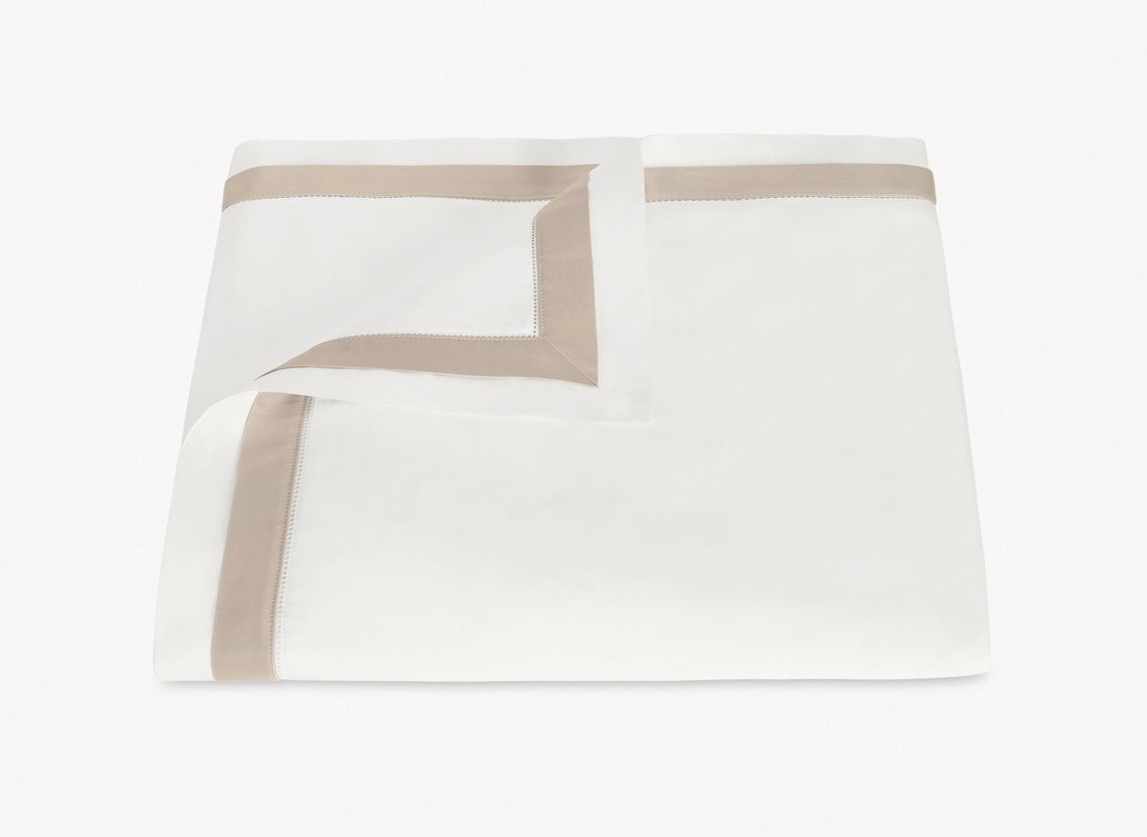 Image of Matouk Ambrose duvet in color bone khaki.