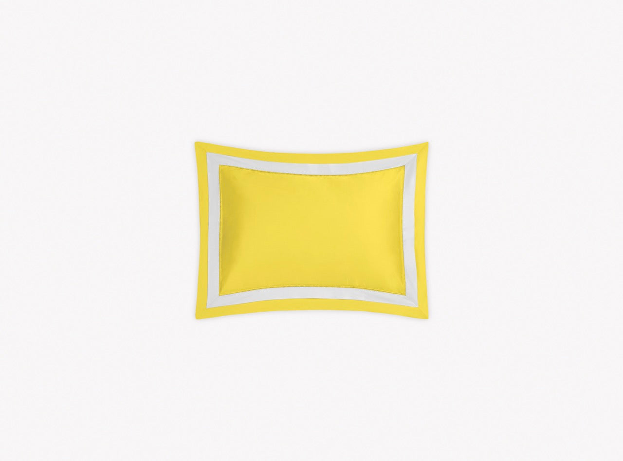 Image of Matouk Ambrose boudoir sham in color lemon bone.