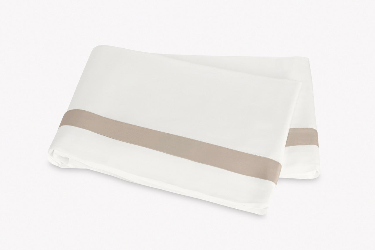 Image of Matouk Ambrose flat sheet in color bone khaki.