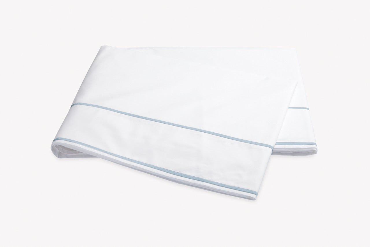 Image of Matouk Ansonia flat sheet in color blue.