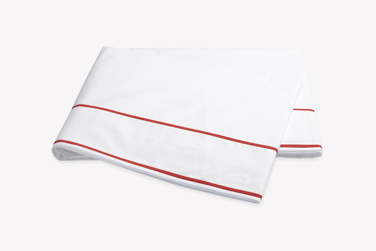 Image of Matouk Ansonia flat sheet in color chinese red.