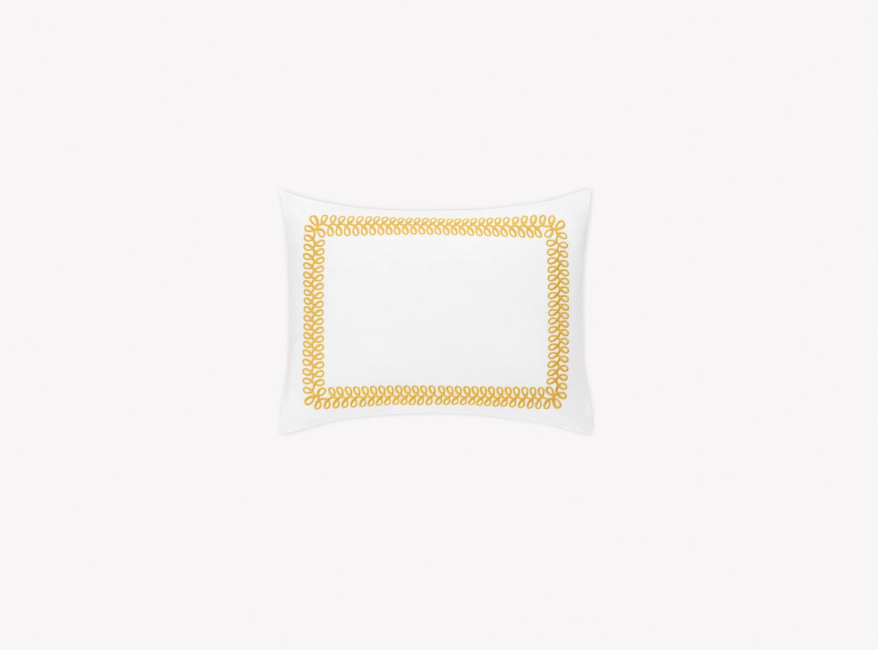 Image of Matouk Astor Braid boudoir sham in color lemon.