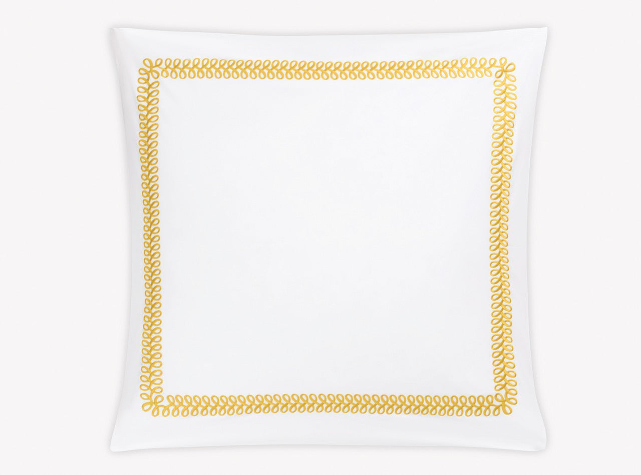 Image of Matouk Astor Braid euro sham in color lemon.