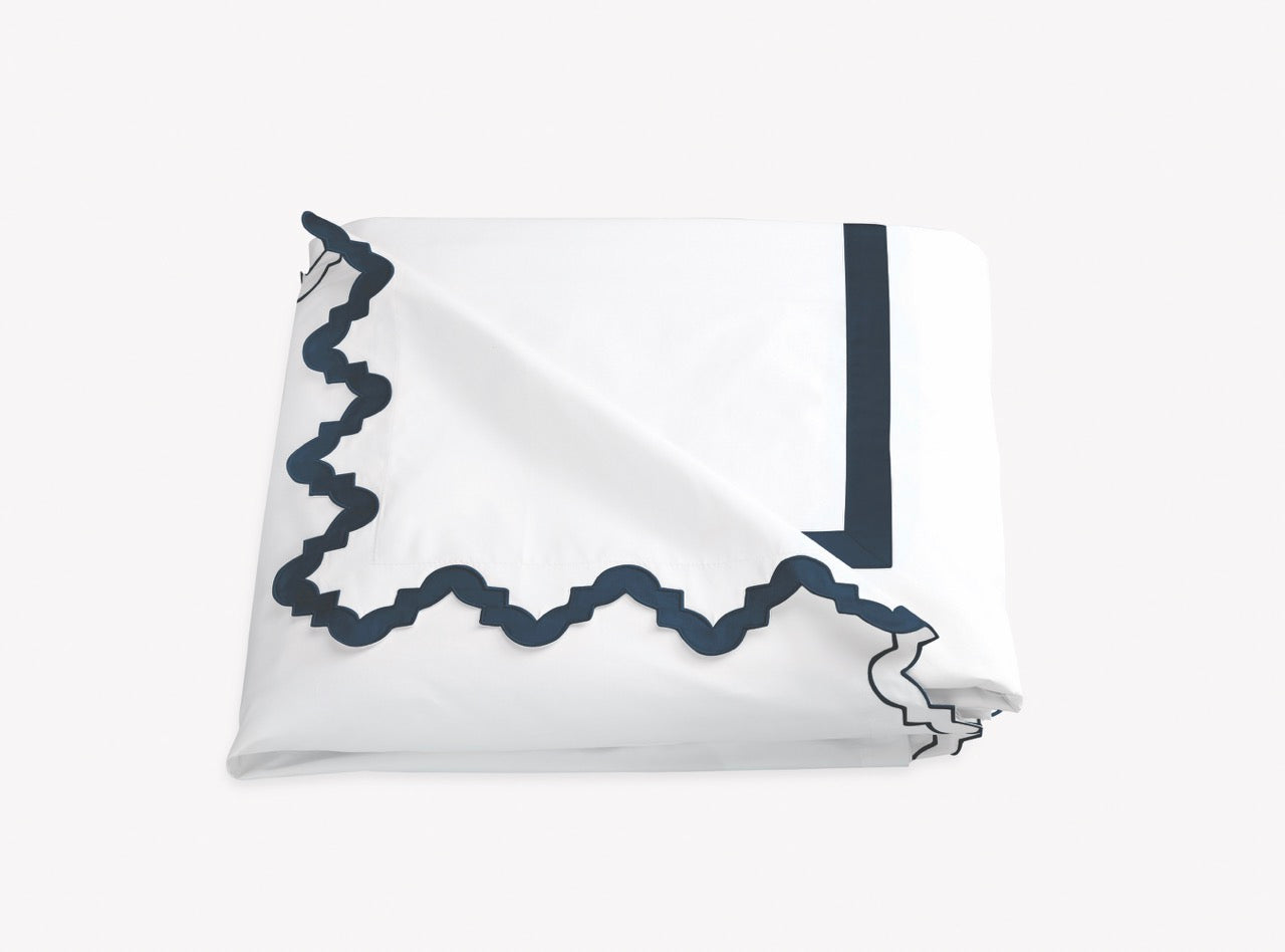 Image of Matouk Aziza duvet in color navy.