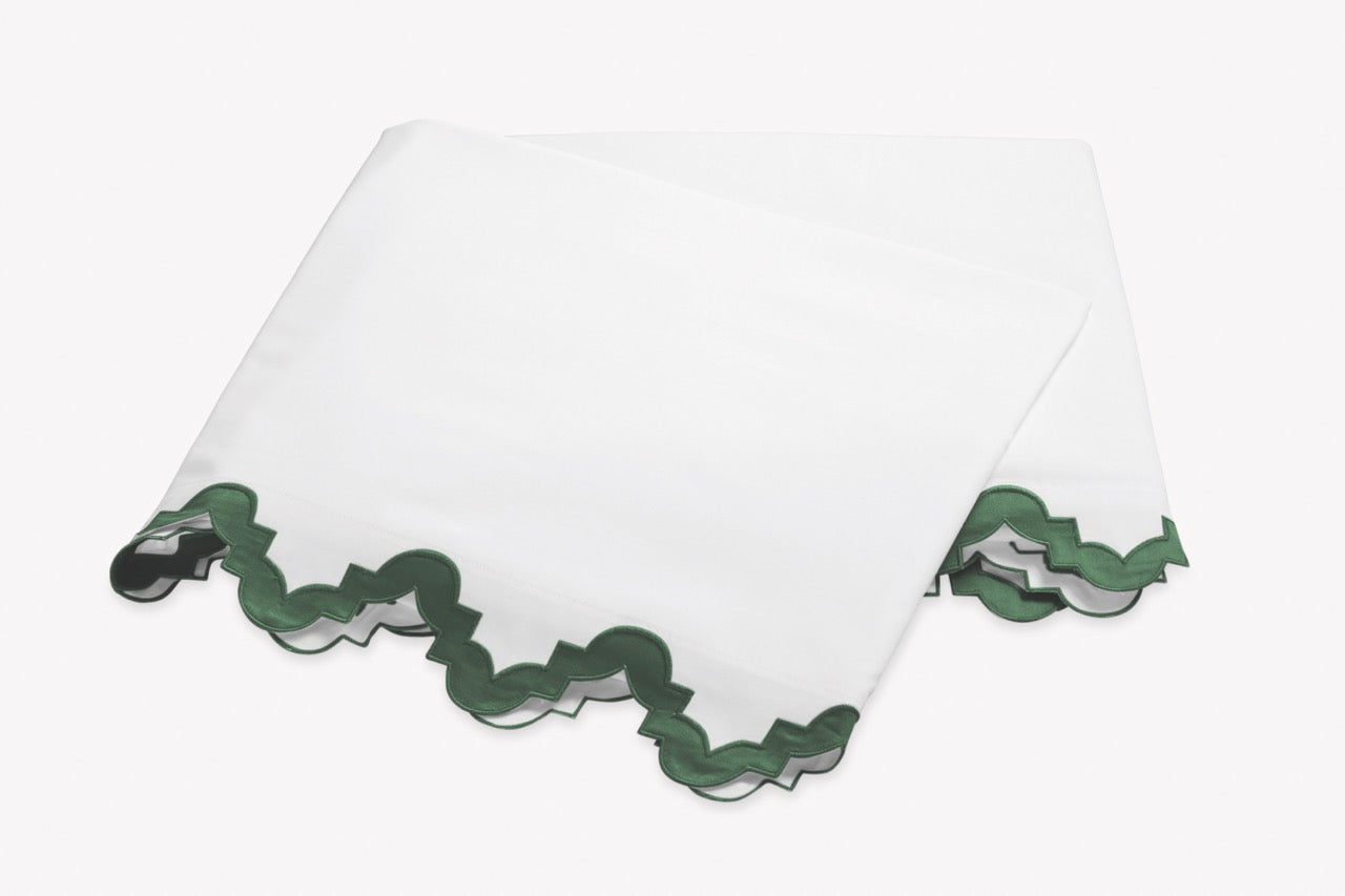 Image of Matouk Aziza flat sheet in color green.