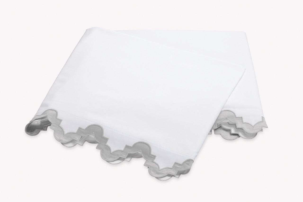 Image of Matouk Aziza flat sheet in color silver.