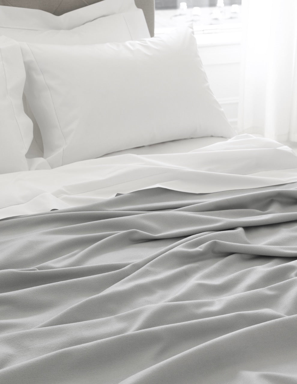 Image of Matouk Dream Modal silver bedding.