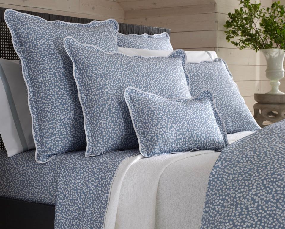 Image of Matouk Margot hazy blue bedding.