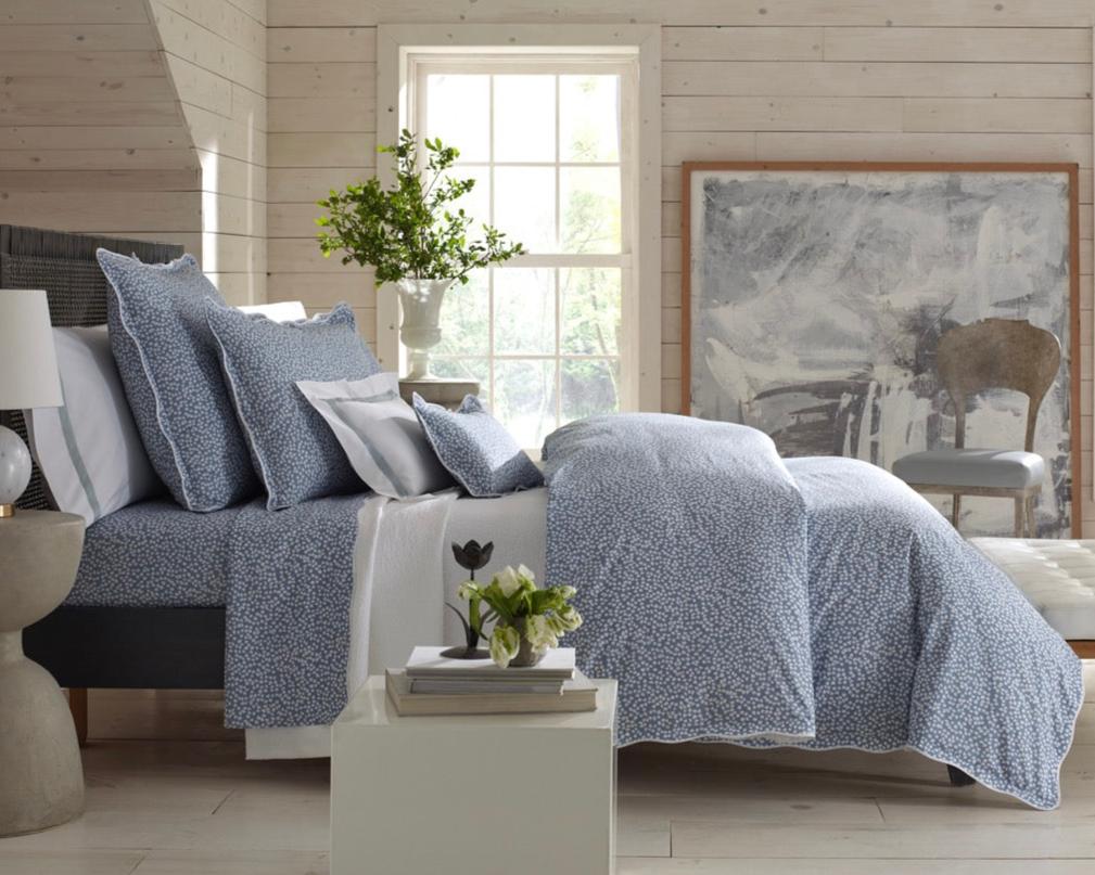 Image of Matouk Margot hazy blue bedding.