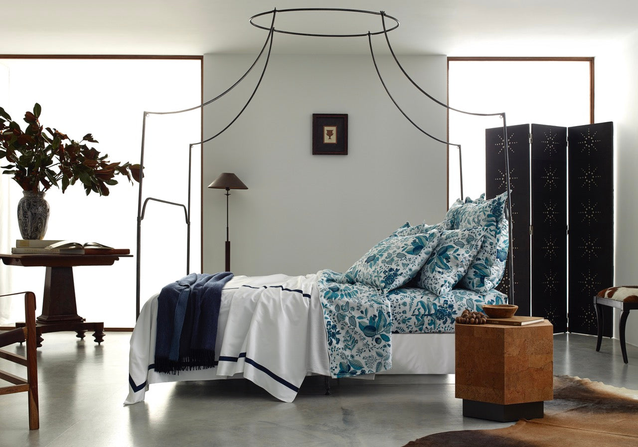 Image of Matouk Pomegranate Bed in prussian blue.