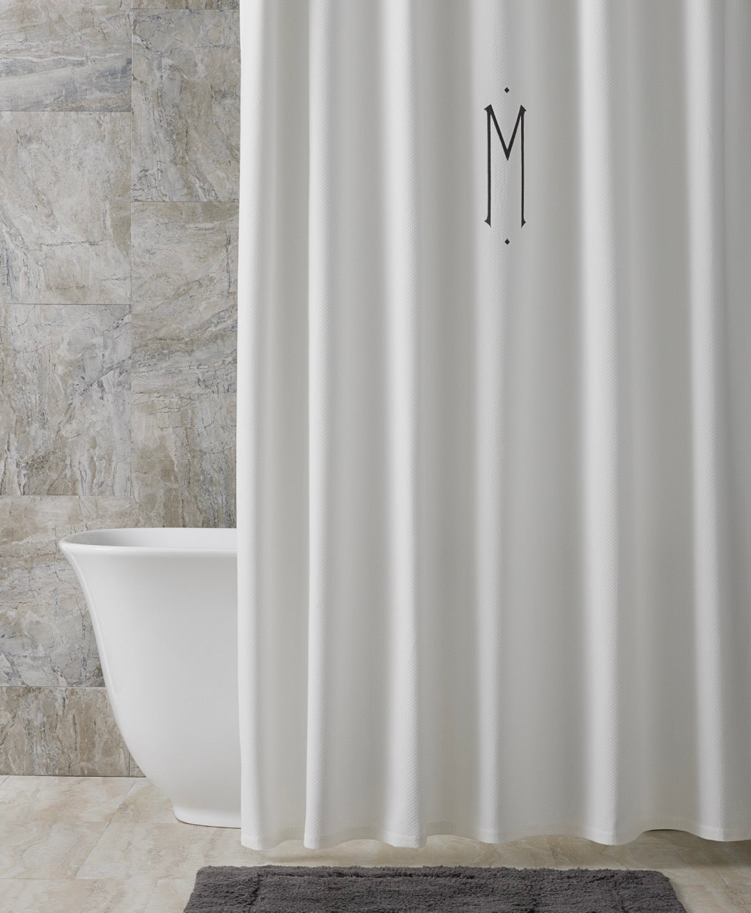 Image of Matouk bath shower curtain Diamond pique.