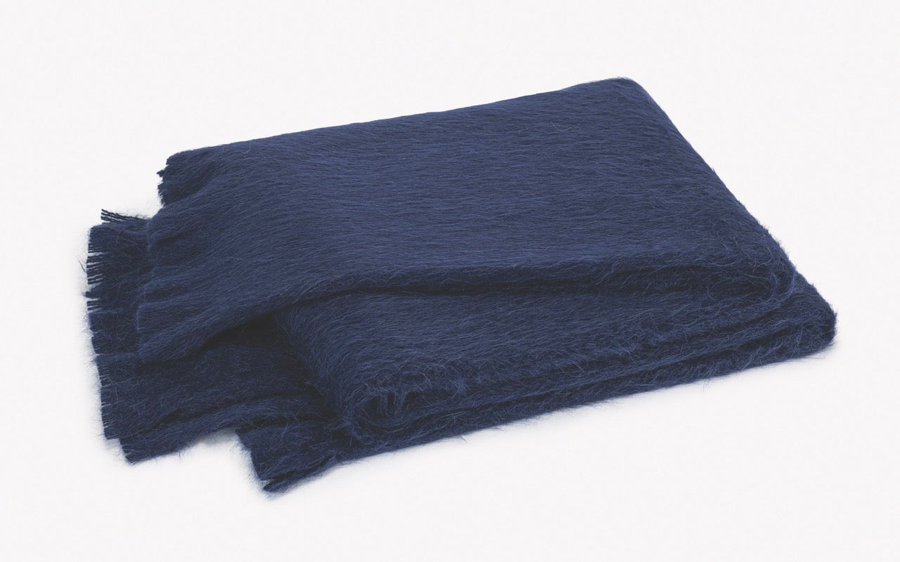 Image of Matouk Bruno throw in color navy.