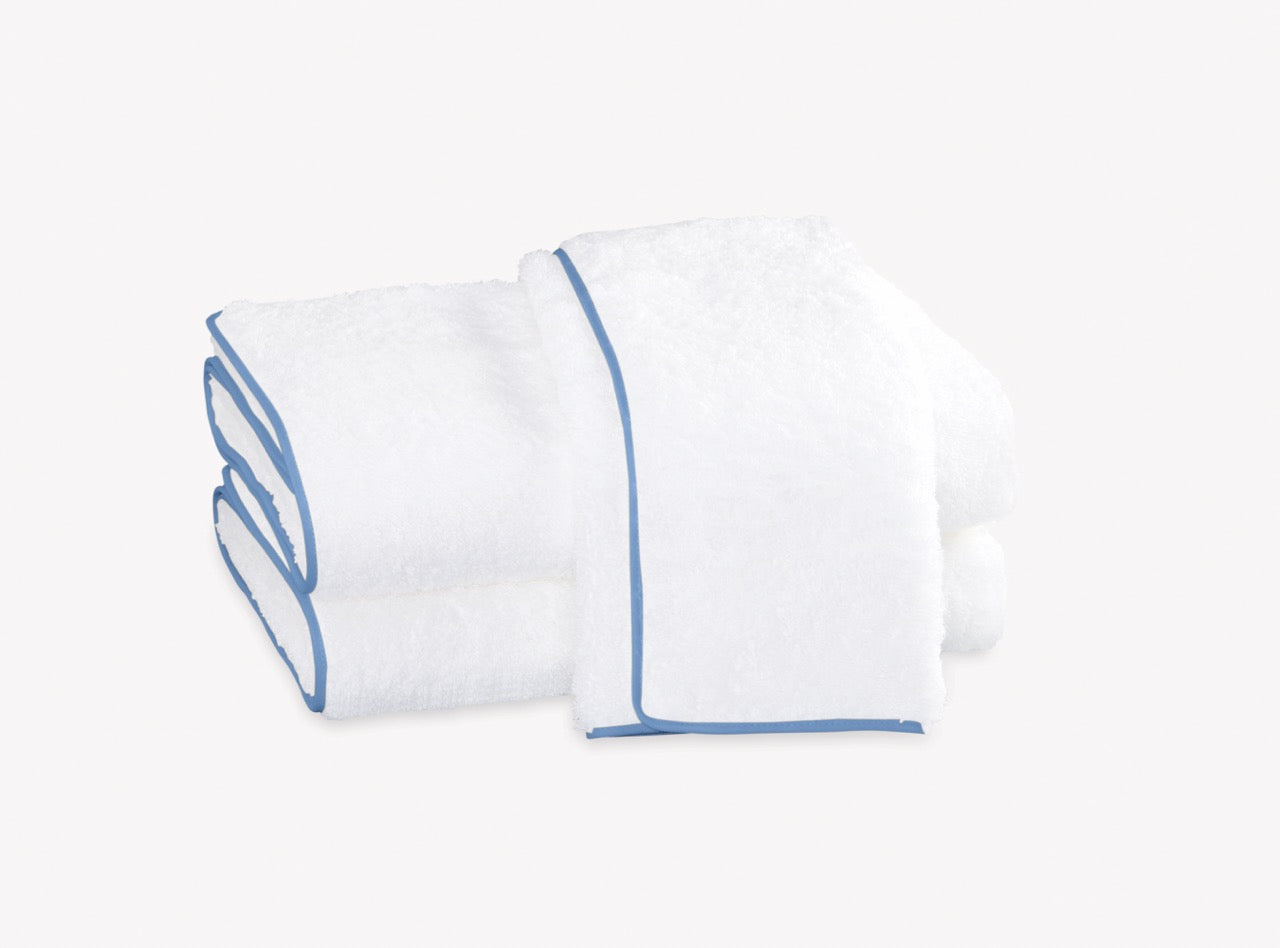 Image of Matouk Cairo Straight towels in color azure copy.