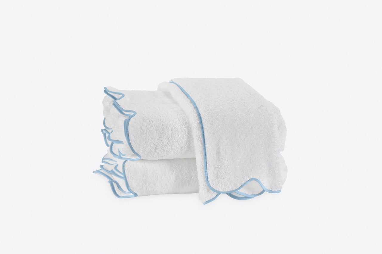 Image of Matouk Cairo towels in color Scallop light blue.