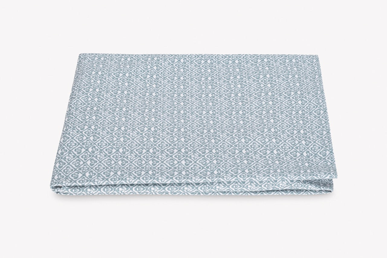 Image of Matouk catarina fitted sheet in color hazy blue.