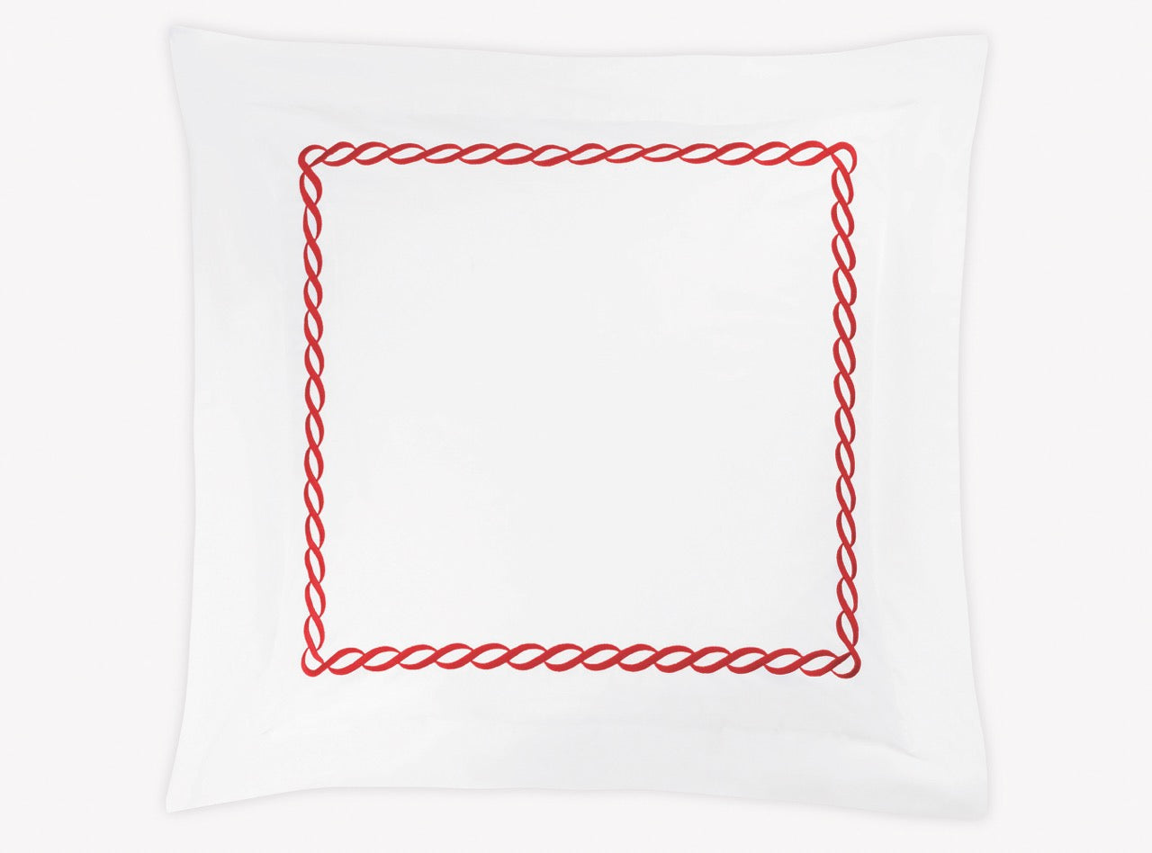 Image of Matouk Classic Chain euro sham in color red.