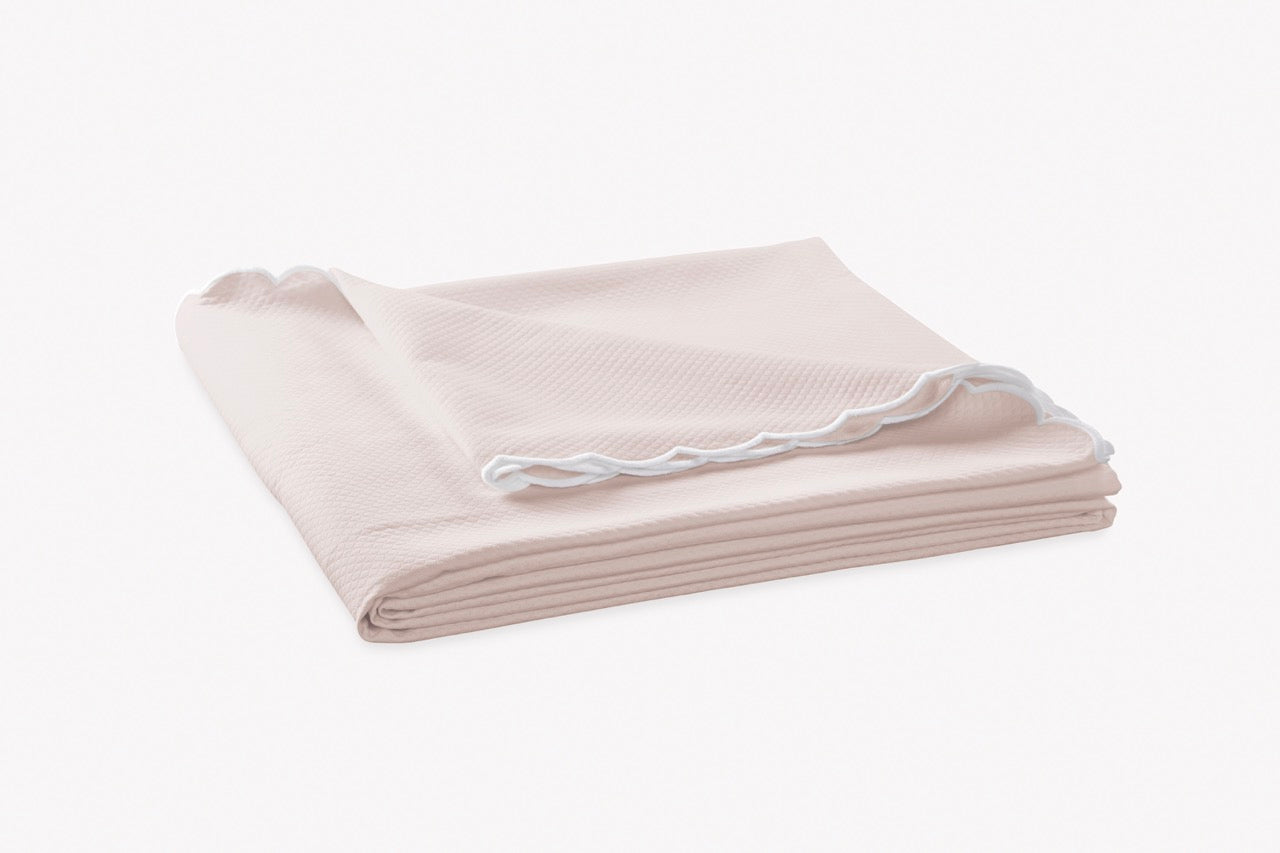 Image of Matouk Diamond pique coverlet in color pink.