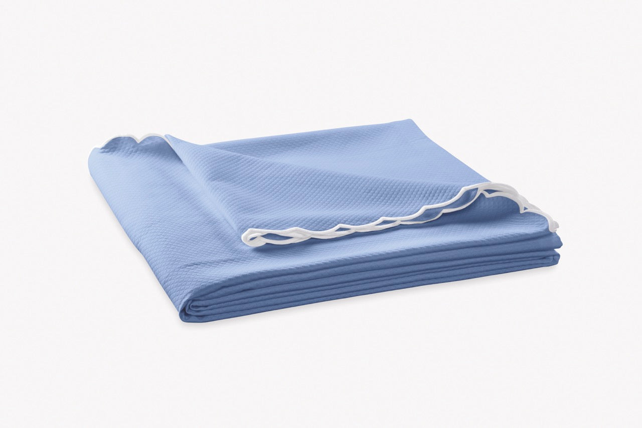 Image of Matouk Diamond pique t coverlet in color azure.