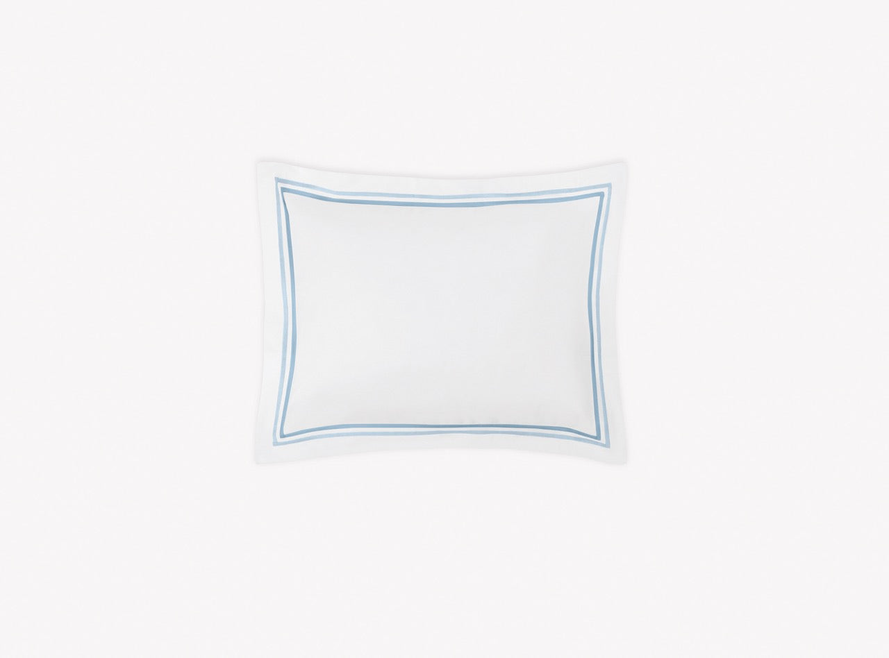 Image of Matouk Essex boudoir sham in color light blue.