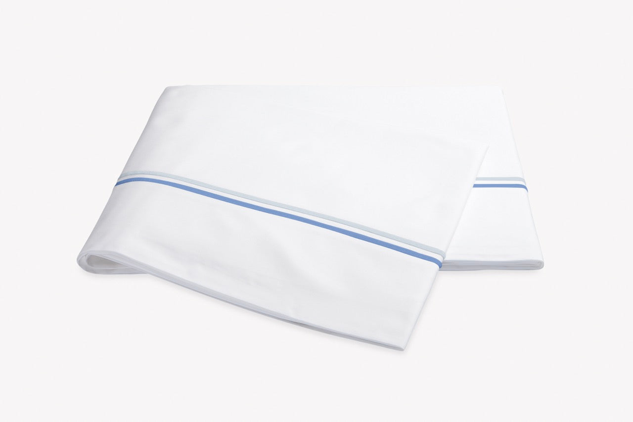 Image of Matouk Essex flat sheet in color azure.