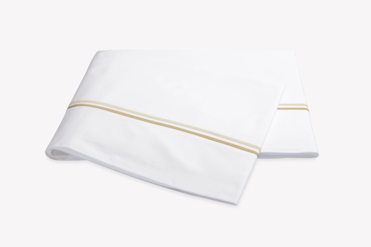 Image of Matouk Essex flat sheet in color champagne.