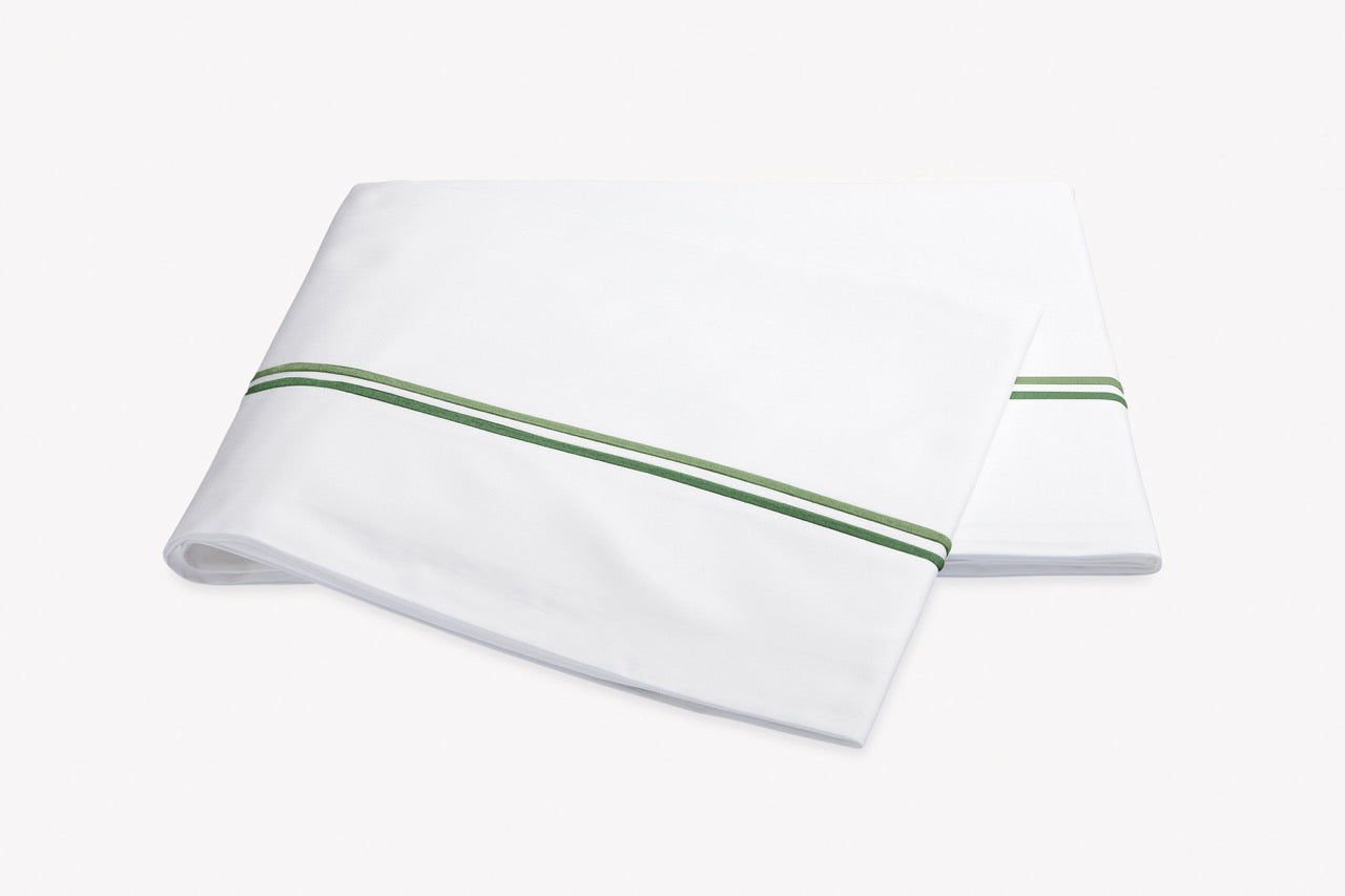 Image of Matouk Essex flat sheet in color green.