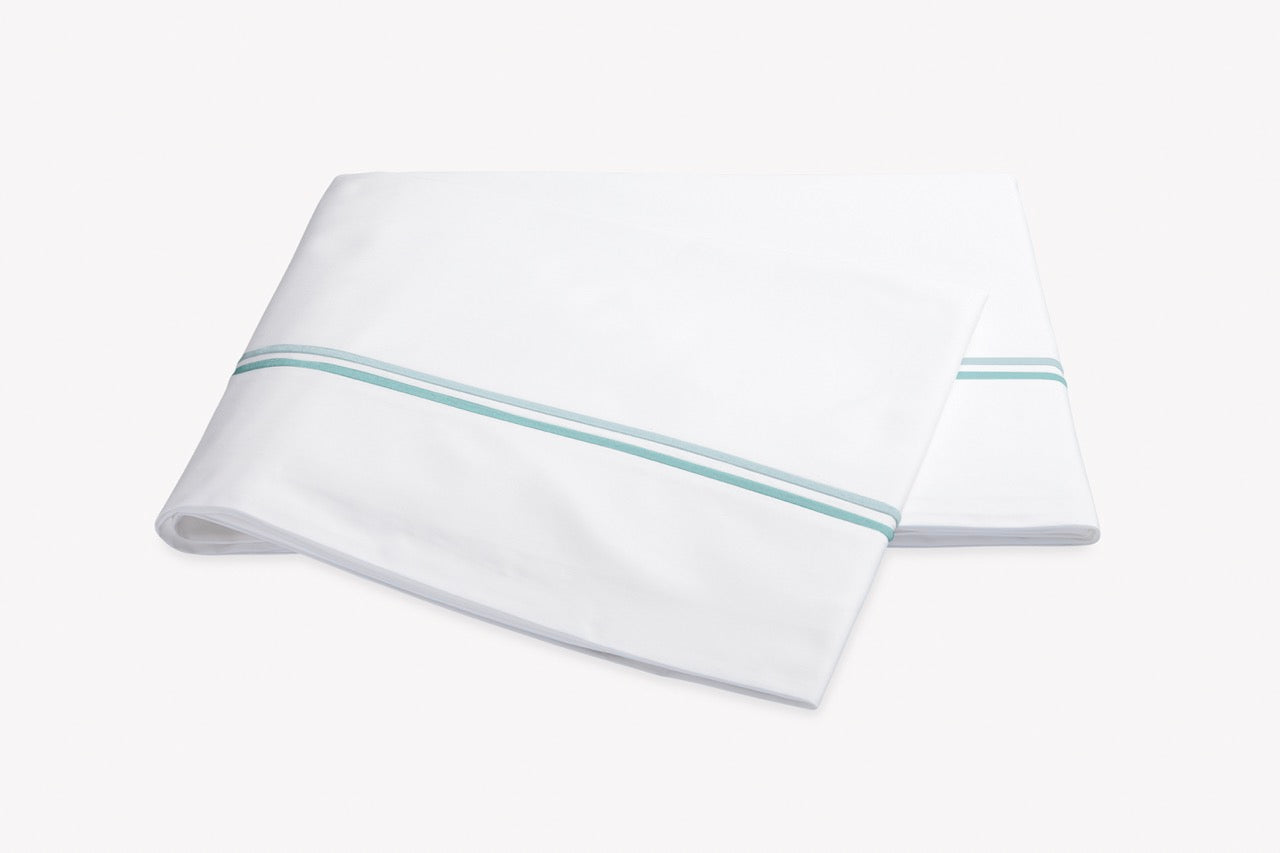 Image of Matouk Essex flat sheet in color lagoon.