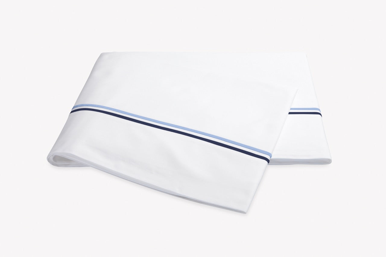 Image of Matouk Essex flat sheet in color navy.