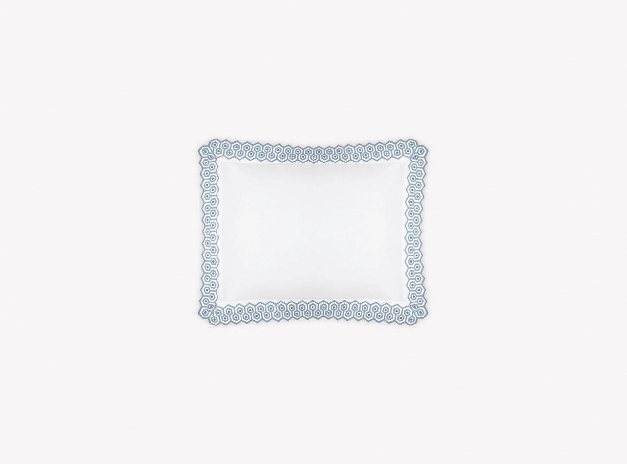 Image of Matouk Felix boudoir sham in color hazy blue.