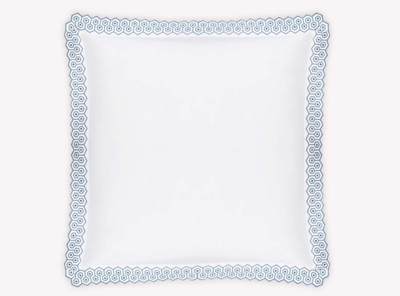 Image of Matouk Felix euro sham in color hazy blue.