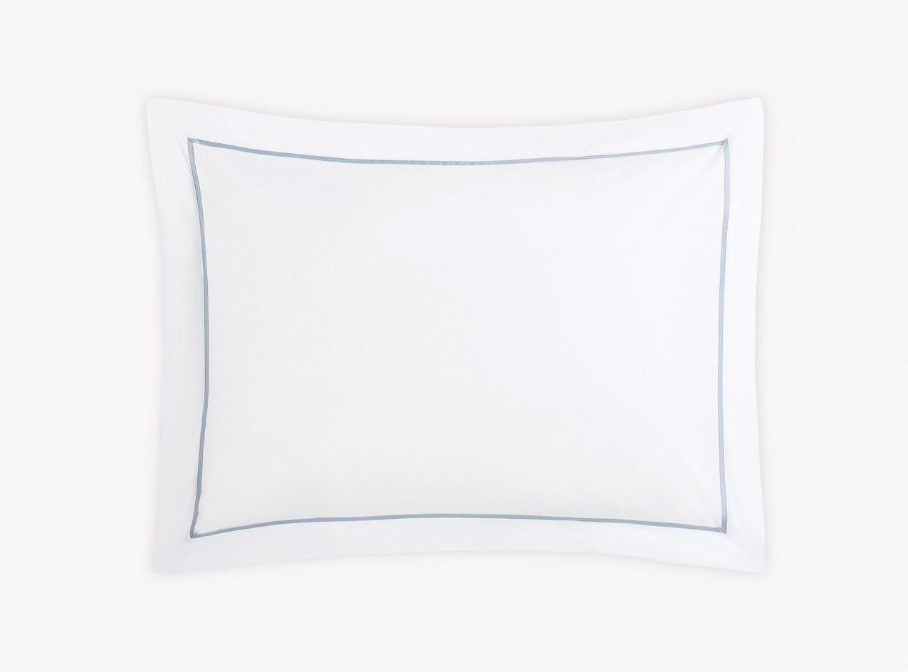 Image of Matouk Gatsby sham in color hazy blue.