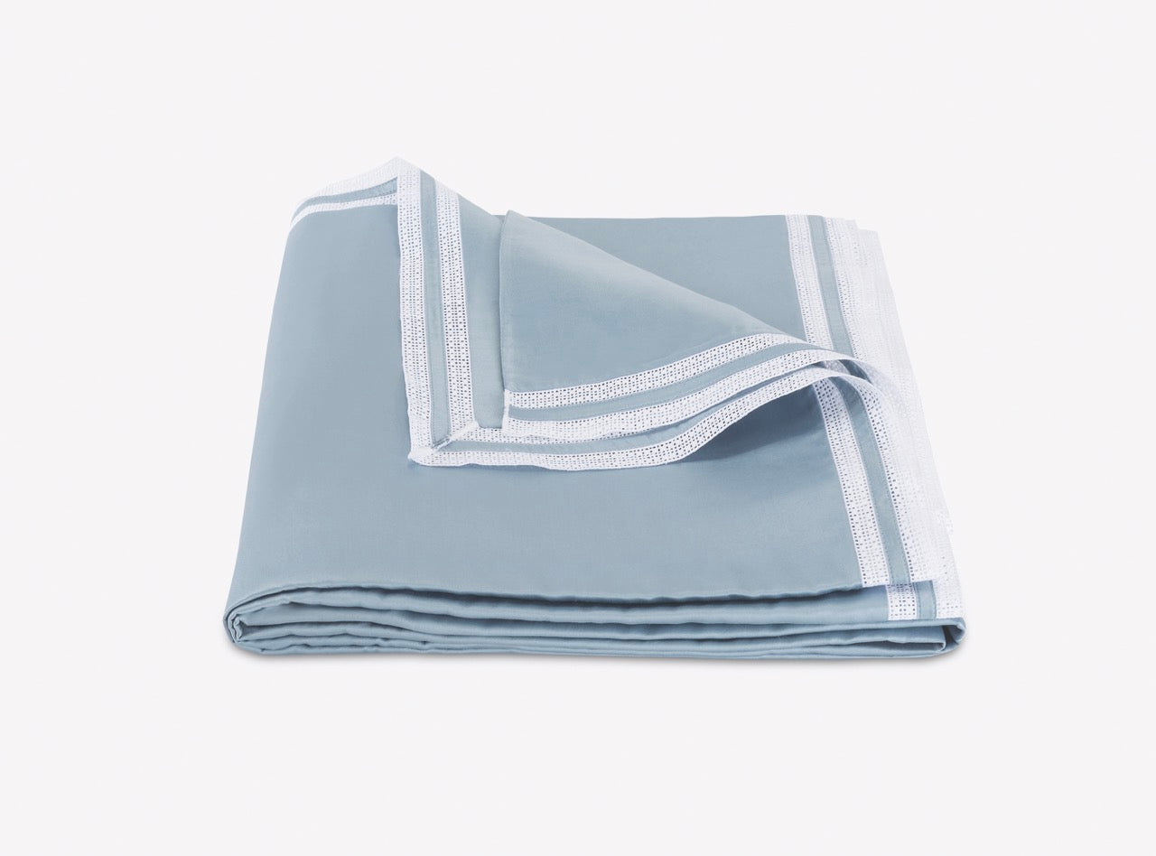 Image of Matouk Grace duvet in color hazy blue.