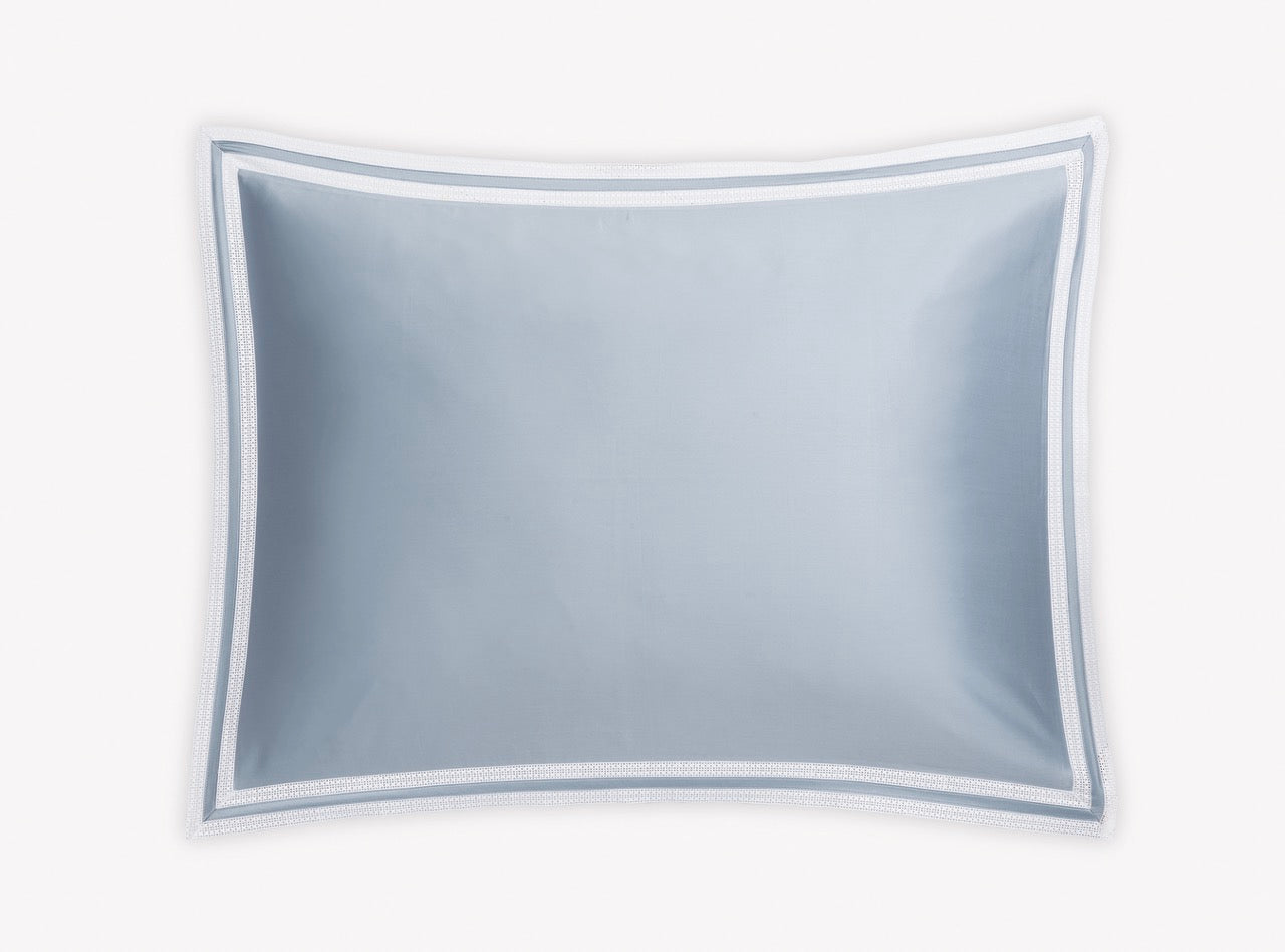 Image of Matouk Grace Standard sham in color hazy blue.